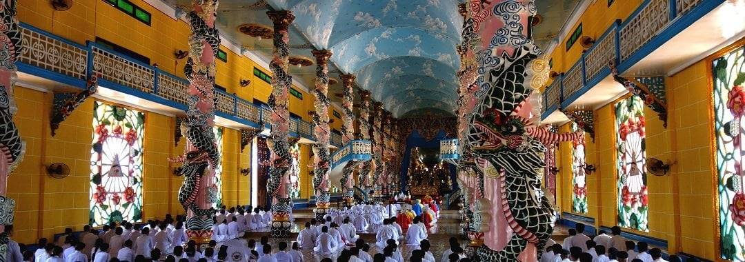 Inside a Cao Dai Temple in Vietnam